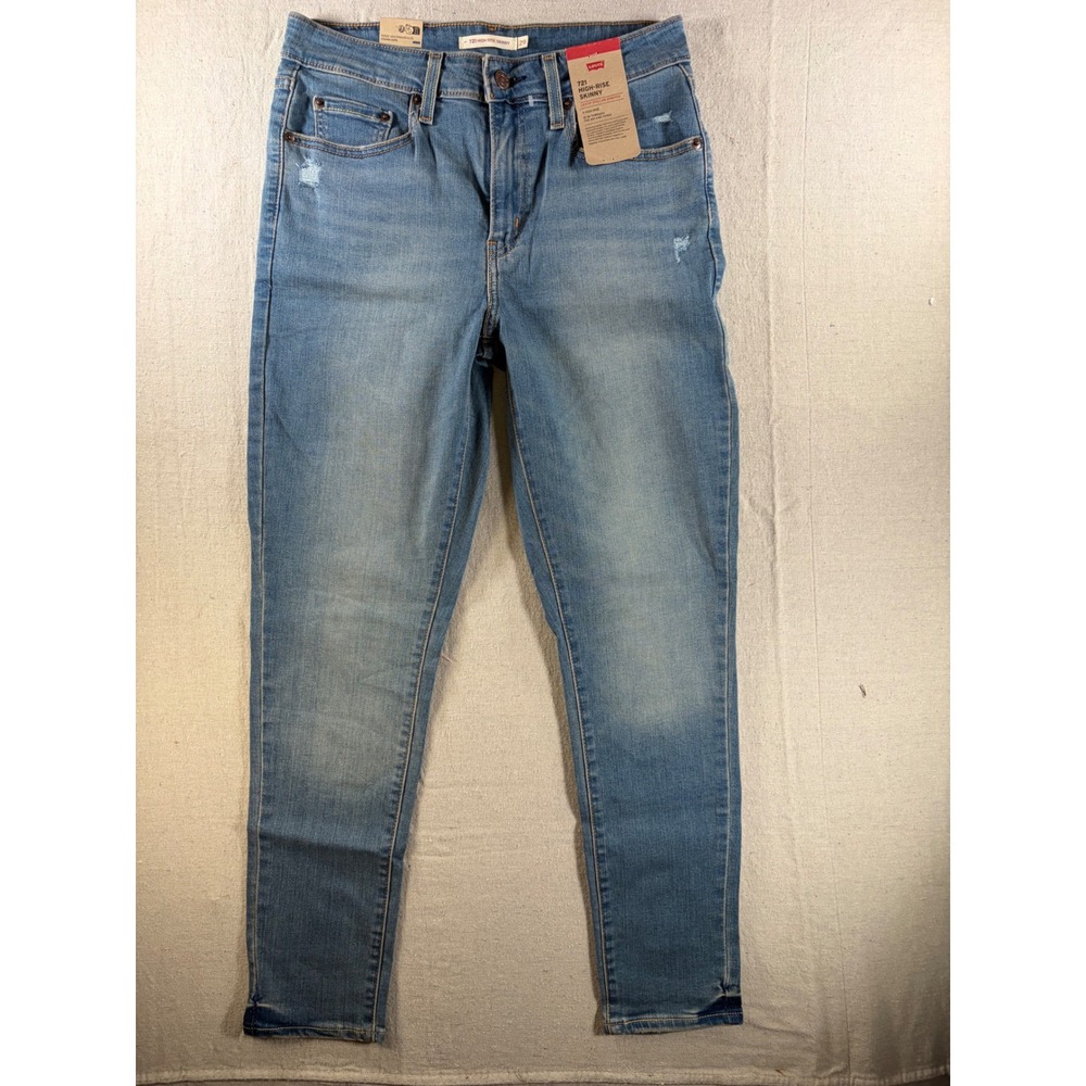 Levi's 721 High Rise Skinny Jeans Womens 29 Blue Stretch Distressed Ankle NWT
